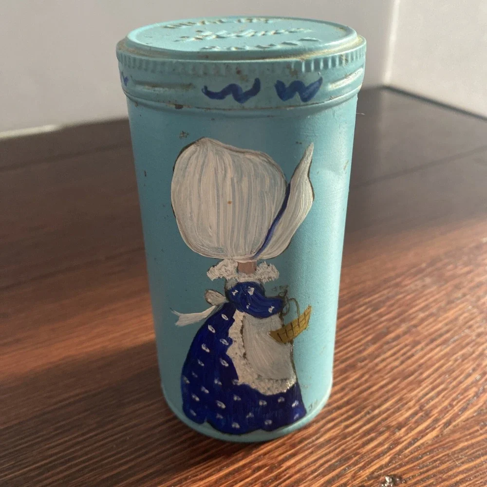 Vintage Tobacco Helme Quality Snuff  Tin Can Jars Painted‎ Holly Hobbie Blue-